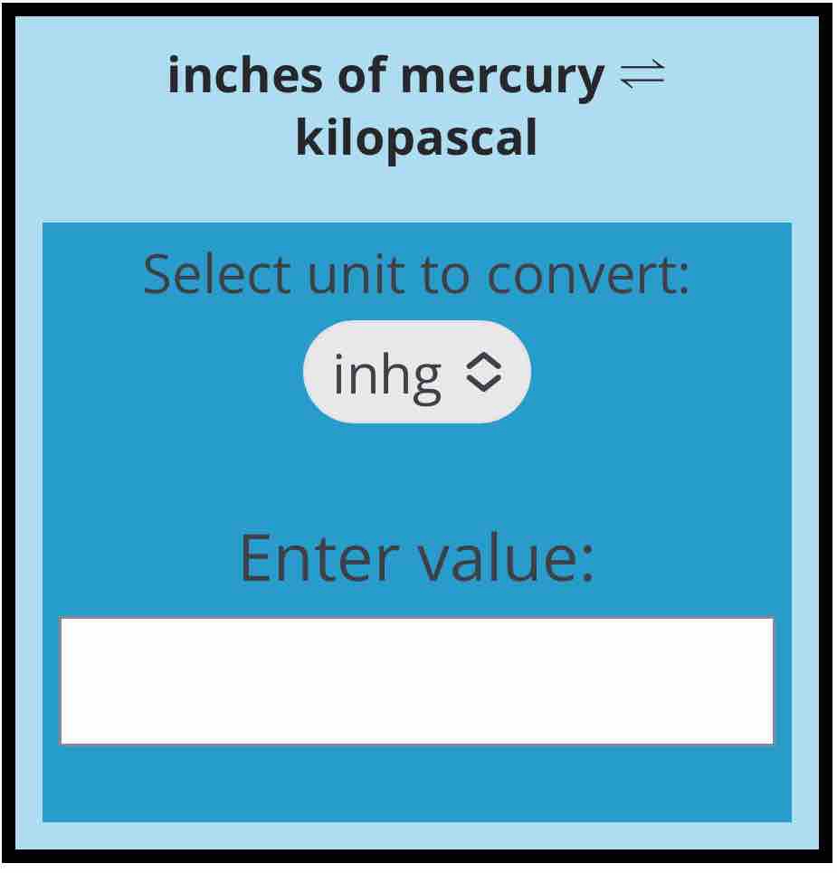 Inhg To Kpa Pressure Conversion