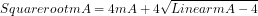 \[Square root mA=4mA+4\sqrt{Linear mA-4}\]