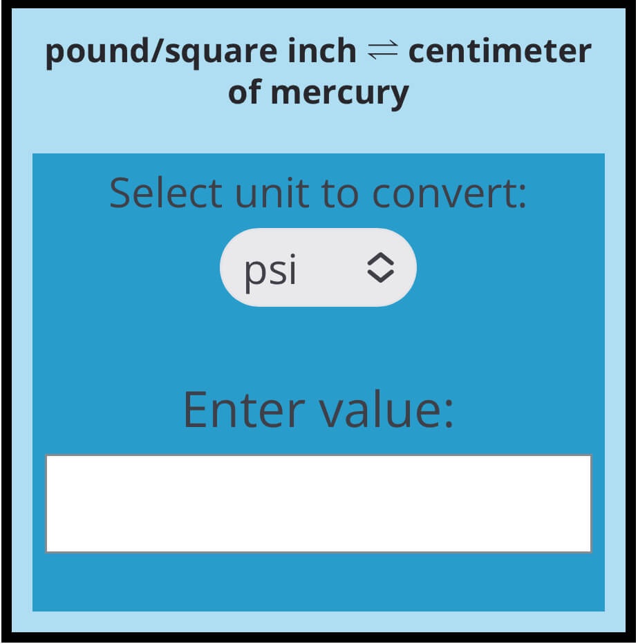 Psi to cmhg | Pressure Conversion