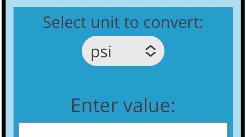 Psi To Kg cm2 Pressure Conversion