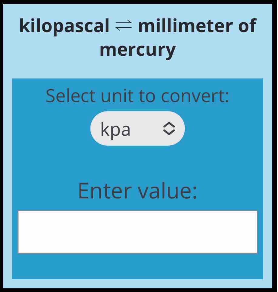 Kpa to mmhg | Pressure Conversion