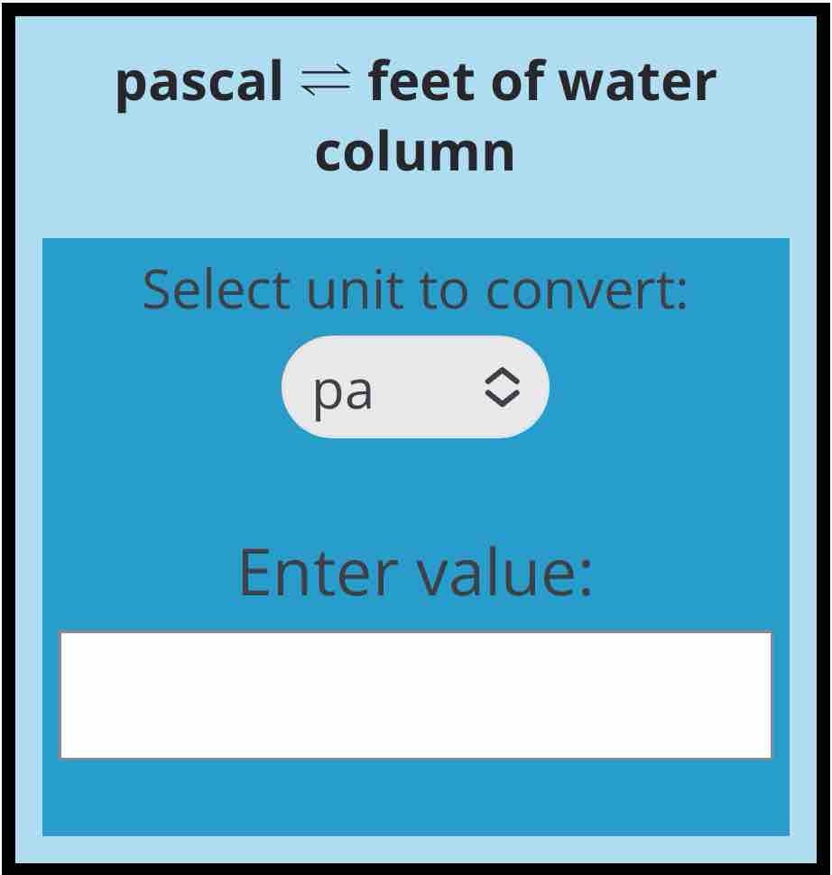 pa to ftH2O Pressure Conversion