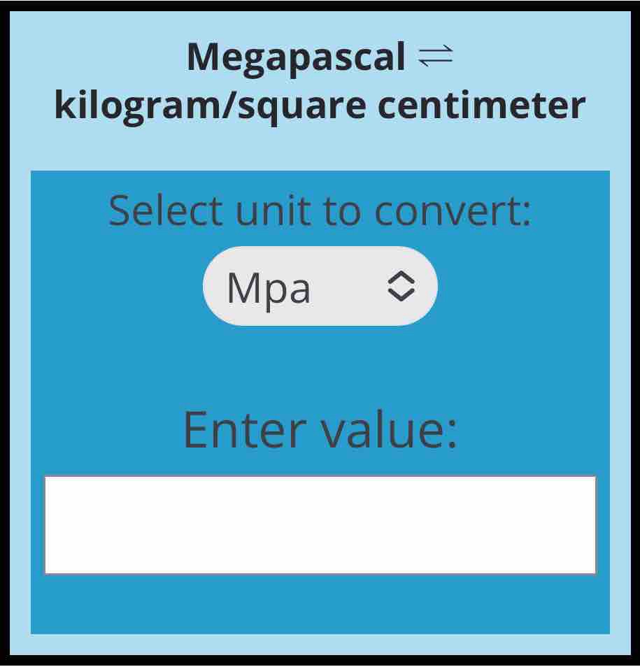 Mpa To Kg cm2 Pressure Conversion
