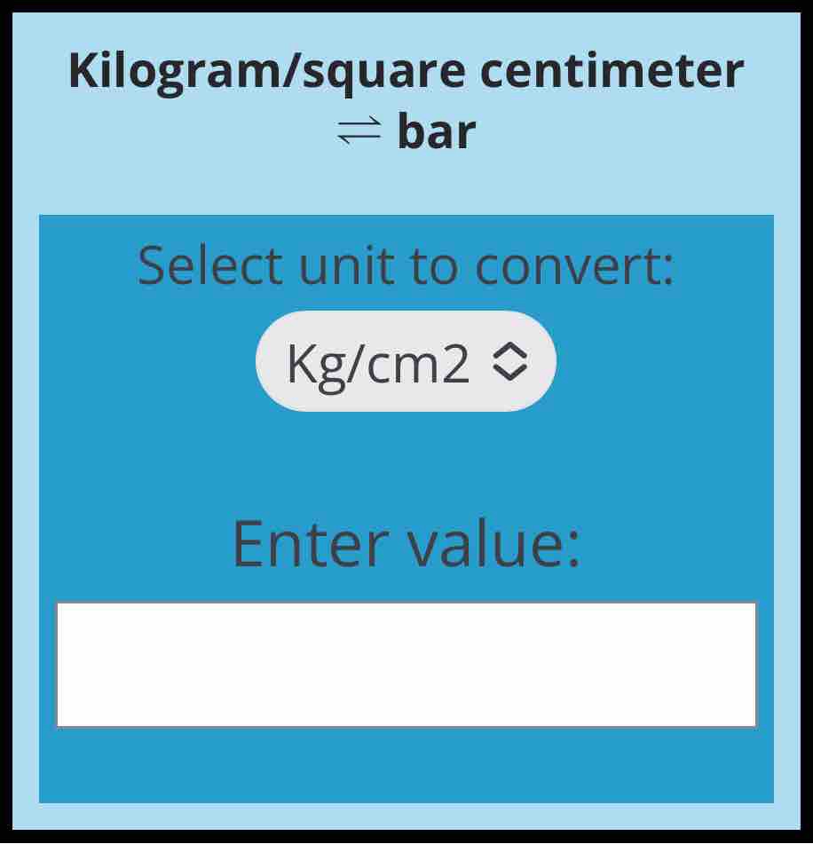 1 Kg Cm2 To Bar Calculator