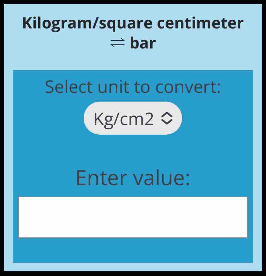 Kg cm2 To Bar Pressure Conversion