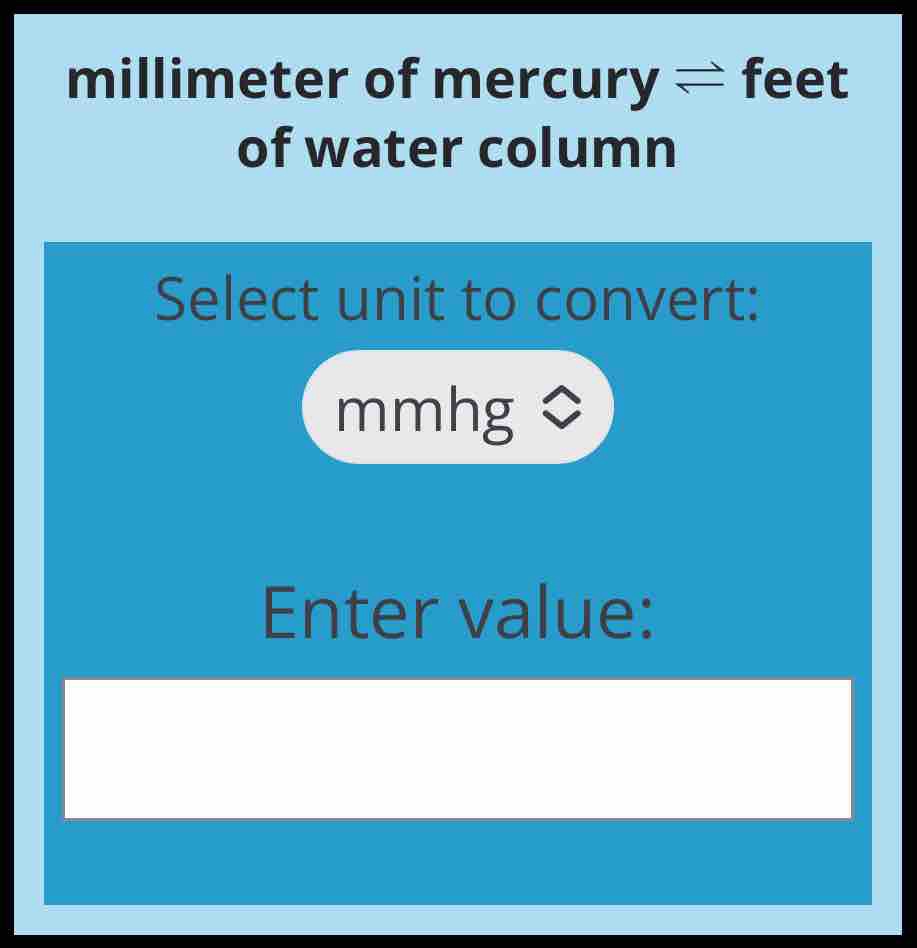 mmhg to ftH2O Pressure Conversion