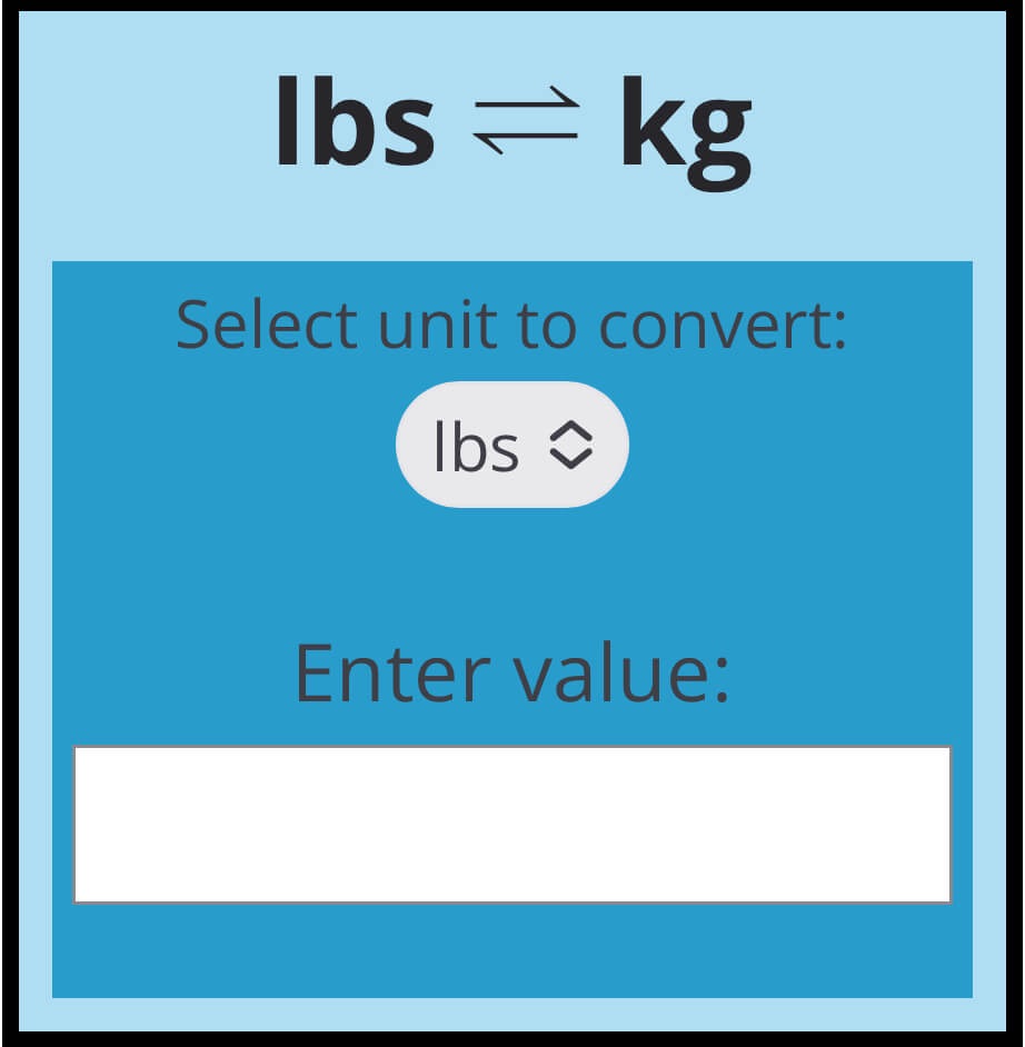 lbs to kg Weight Conversion