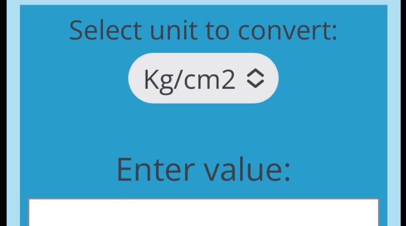 kg/cm2 tocmh2o