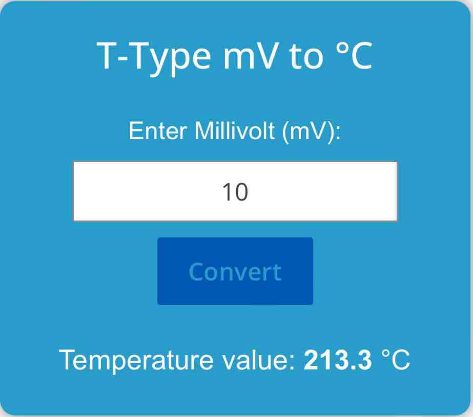 T Type Thermocouple MV To Temperature Instrumentation T Type Thermocouple MV To Temperature Instrumentation