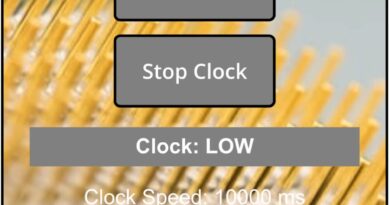 Simulated SR Flip-Flop with falling edge trigger, showing Set and Reset inputs, clock signal, and Q output changes on clock’s falling edge