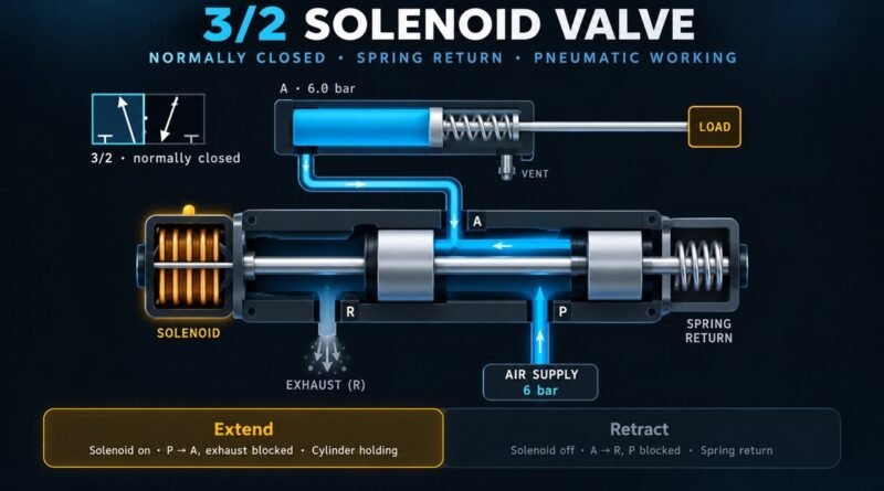 3/2 Solenoid Valve Working Principle & Animation