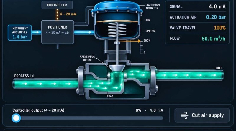 Air-to-Close Control Valve – Fail-Open Animation