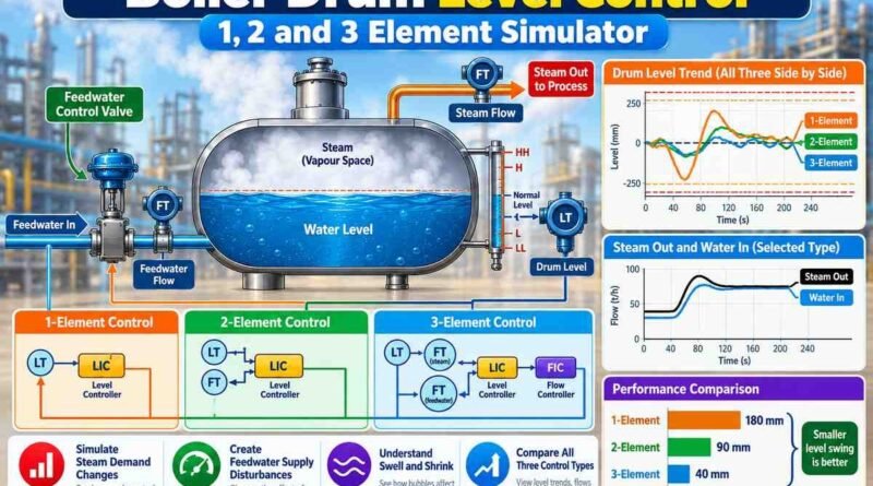 Boiler Drum Level Control Simulator – 1, 2 & 3 Element